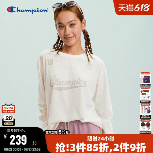 Champion冠军圆领长袖T恤女