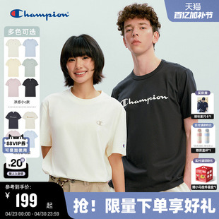 Champion冠军短袖男2026夏季新款经典LOGO圆领T恤女清爽纯棉