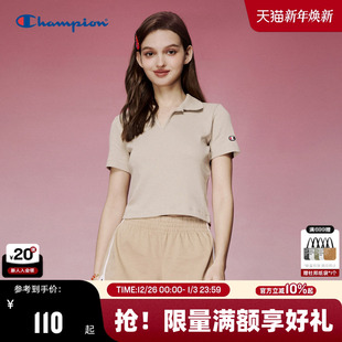 POLO衫 短袖 2025夏季 女简约复古辣妹风美式 夏 新款 Champion冠军短款