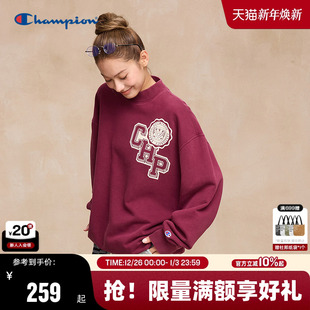 复古印花红色休闲秋情侣潮 美式 Champion冠军圆领卫衣男25冬季 新款