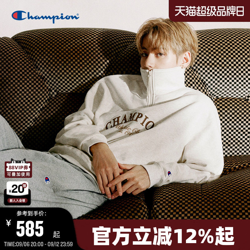 Champion半拉链卫衣美式复古图片