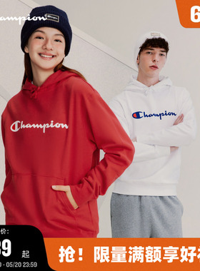 Champion冠军卫衣春秋款纯棉红色上衣美式潮牌休闲套头圣诞上衣