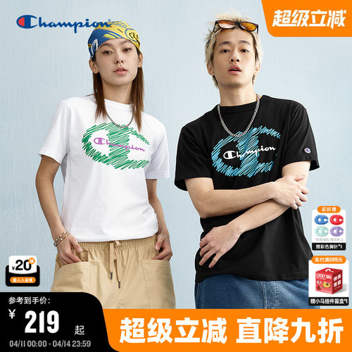 Champion冠军涂鸦印花短袖t恤