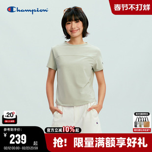 Champion冠军短袖女2026春季新款纯色T恤短款休闲风简约潮牌美式