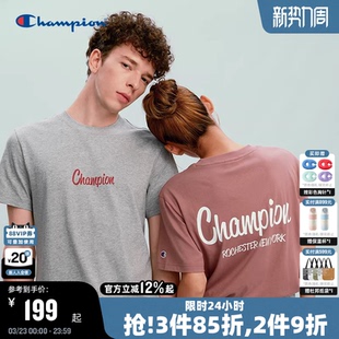Champion冠军短袖男2026春季新款个性正肩情侣T恤美式复古风宽松