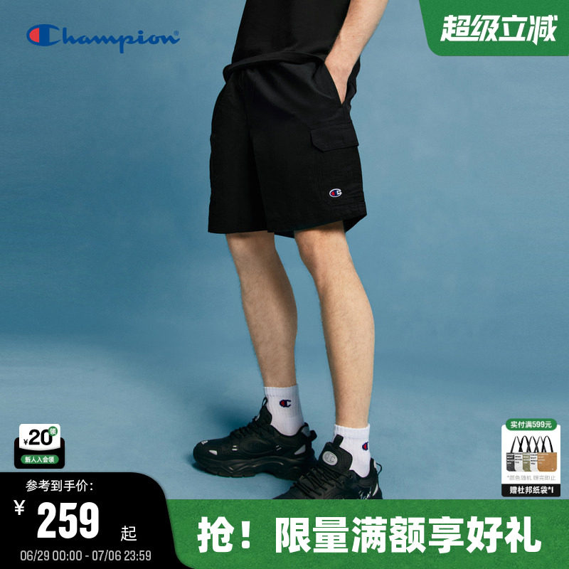 Champion冠军短裤男夏季2026夏季新款工装裤美式夏季休闲运动裤黑