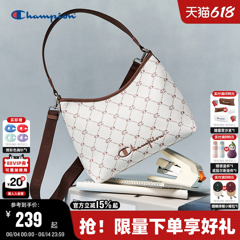 Champion冠军单肩包2026夏季新款女老花腋下hobo包复古通勤斜挎包