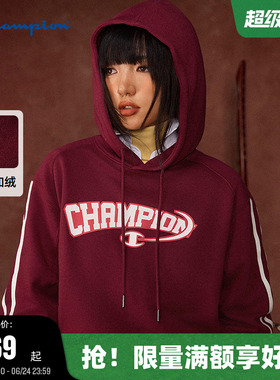 费翔同款[哈利波特联名款]Champion冠军连帽卫衣男25秋季加绒红色