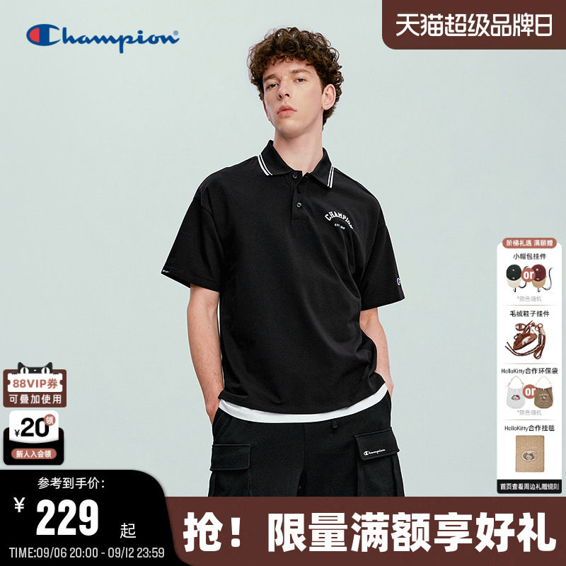 Champion冠军短袖情侣翻领polo衫图片