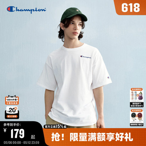 Champion冠军纯棉刺绣情侣T恤