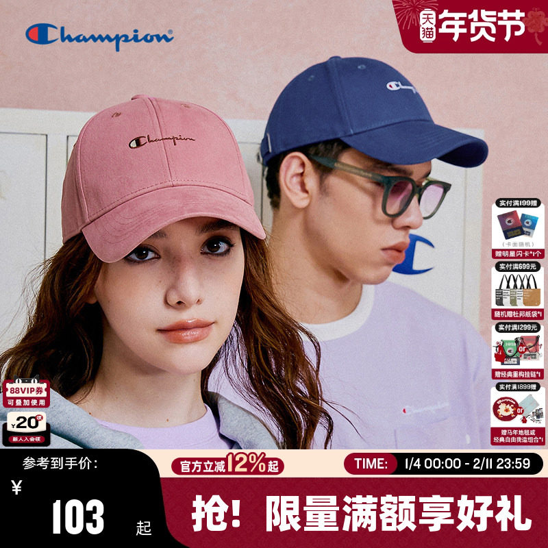 Champion冠军棒球帽25秋冬新款V脸帽情侣男女运动休闲鸭舌帽遮阳