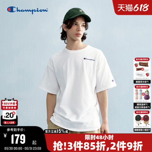 Champion冠军纯棉刺绣情侣T恤
