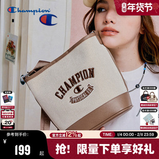 Champion冠军2025年秋冬新款单肩包校队水桶包男女情侣休闲斜挎包