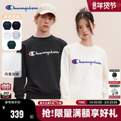 Champion冠军圆领加绒卫衣男2025冬季 女 款 新款 草写LOGO印花潮经典