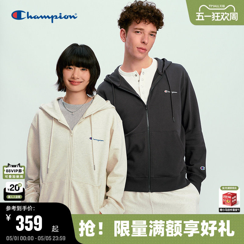 Champion冠军连帽卫衣男2026春季新款拉链开衫女休闲外套简约韩系