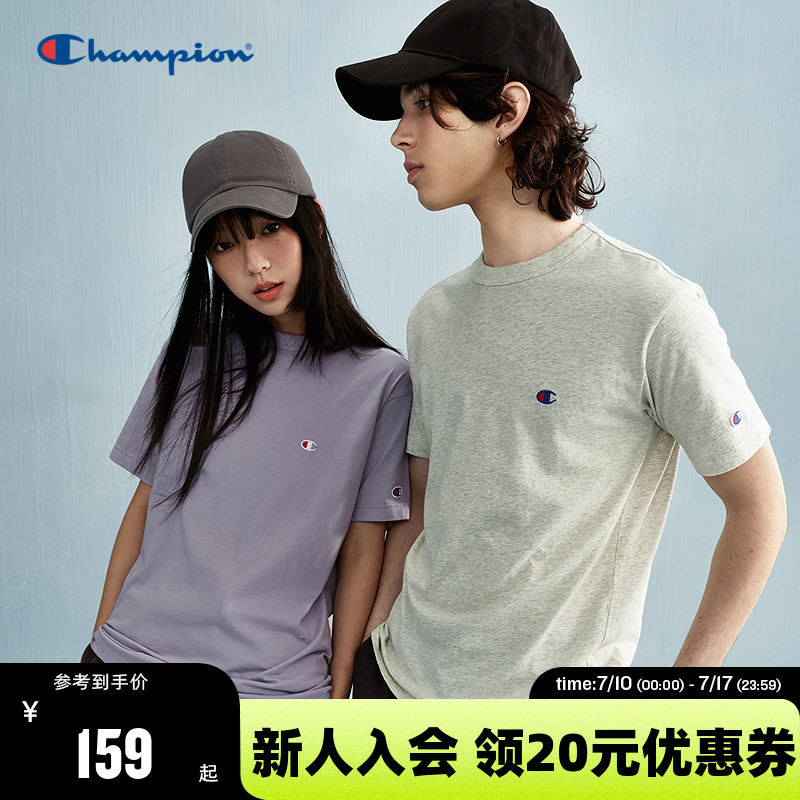 Champion冠军情侣纯棉短袖T恤2025夏季新款男美式刺绣小C美式潮牌