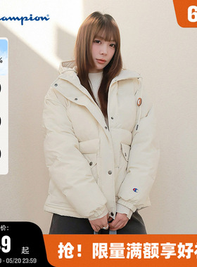 [三防]Champion冠军短款羽绒服女25冬季新款黑色工装风美式保暖