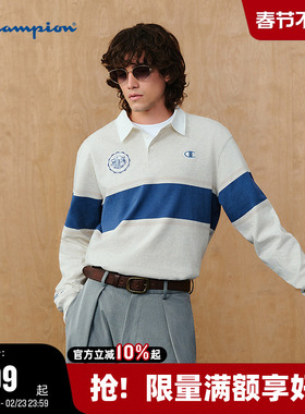 Champion冠军POLO衫男2026春季新款长袖T恤复古学院风休闲风女潮