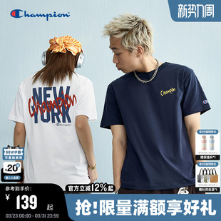 复古纯棉宽松夏季 Champion冠军情侣男士 美式 t恤新款 流行 短袖