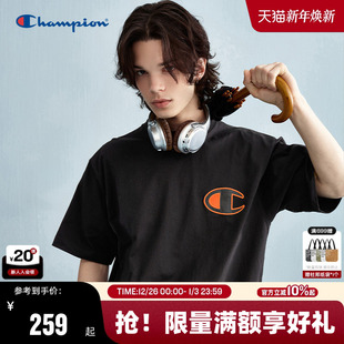 潮女阔版 Champion冠军短袖 休闲圆领刺绣男纯棉t恤美式 新款 25夏季