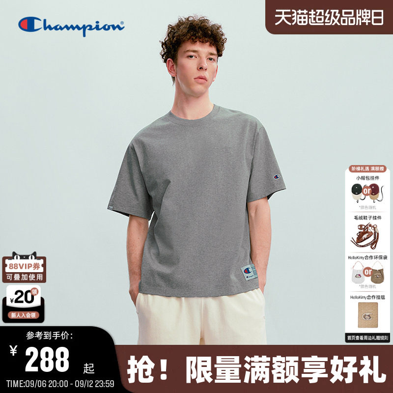 Champion短袖T恤简约纯色情侣款图片