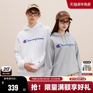 Champion冠军连帽卫衣男春秋款 情侣纯棉套头卫衣女红色复古圣诞风