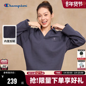 Champion冠军加绒卫衣女2025冬季 新款 女士卫衣V领都市格调保暖秋