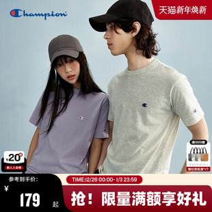 男红色刺绣小C美式 新款 潮牌 T恤2025夏季 Champion冠军情侣纯棉短袖