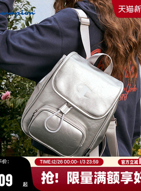 Champion冠军双肩包女2025秋冬新款潮牌老钱风满印老花背包复古