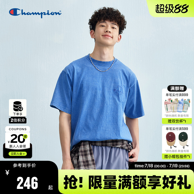 Champion冠军水洗做旧风短袖T恤