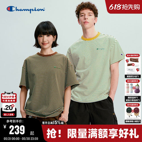 Champion复古条纹短袖T恤
