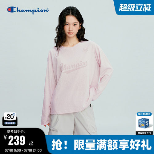 Champion冠军圆领长袖T恤女罩衫