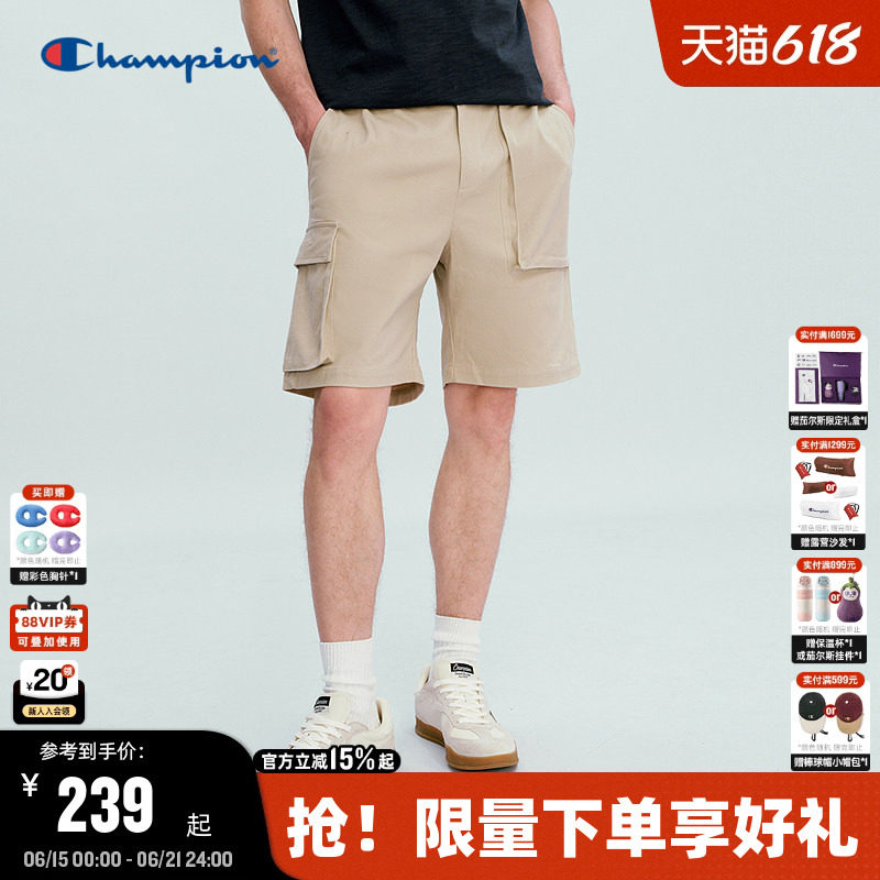 Champion冠军短裤男2026夏季新款美式工装风直筒五分裤女休闲宽松