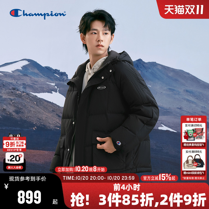Champion冠军印花连帽羽绒服