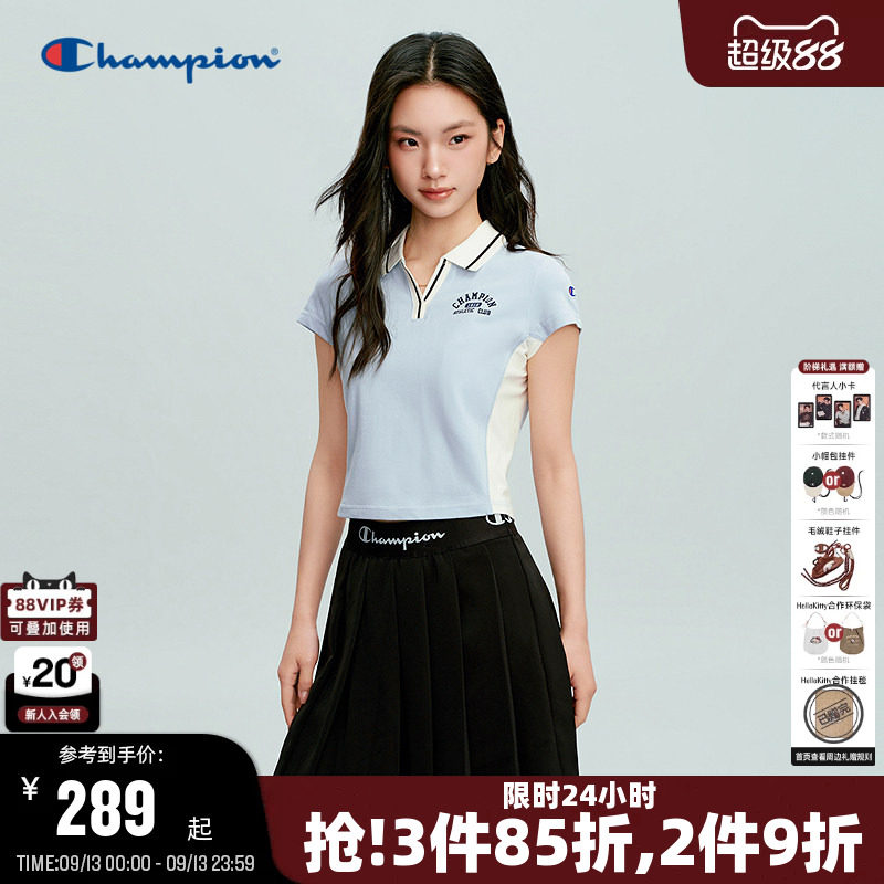 Champion冠军V领POLO衫短款T恤图片