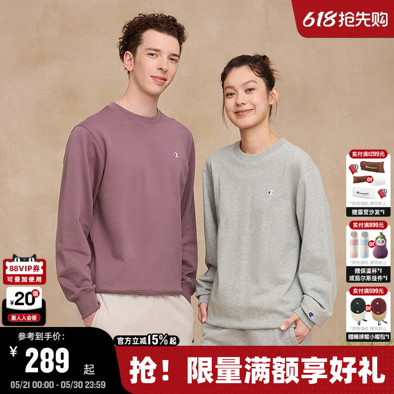 Champion冠军卫衣男2025秋季新款情侣上衣女简约休闲潮牌刺绣圆领
