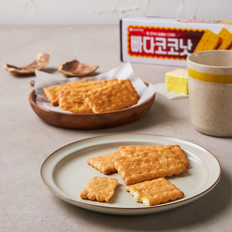 韩国进口乐天黄油椰子味酥脆饼早餐糕点休闲食品办公室追剧零食