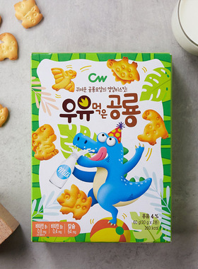 韩国进口青佑CW牌恐龙形饼60g牛奶奶酪巧克力味早餐饼干卡通零食
