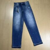 Gaorl25ss水洗做旧小破洞基础直筒蓝色牛仔裤 宽松AM