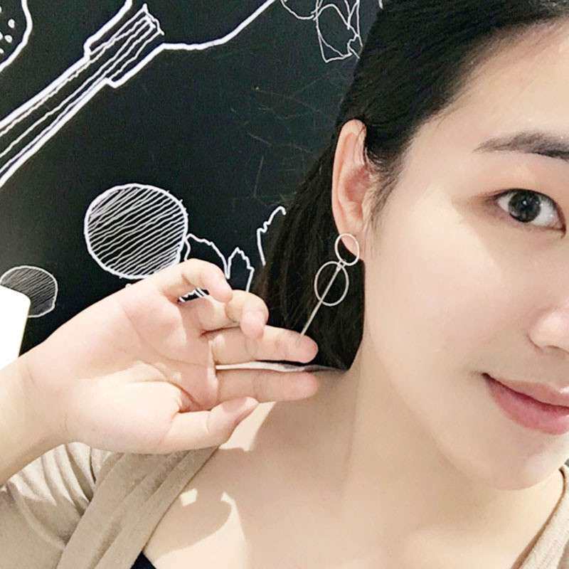 韩版简约长款吊坠大小圆圈耳环气质百搭耳饰耳坠女直销