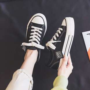 网面帆布鞋女2024夏季新款ins潮百搭时尚小众学生透气厚底板鞋子