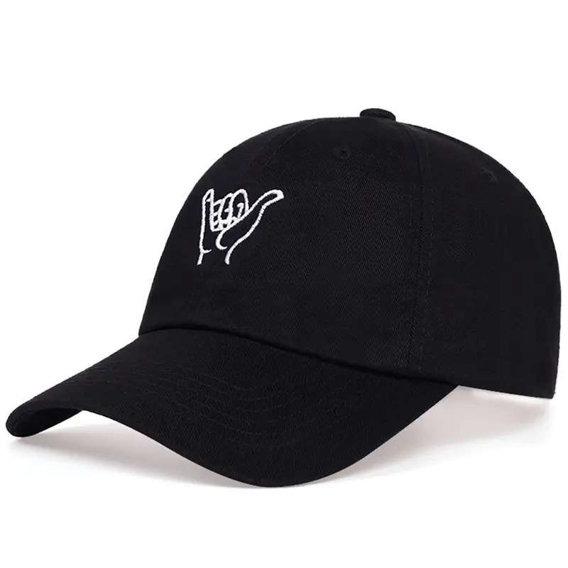 外贸热销复古刺绣Hang Loose Finger刺绣棒球帽休闲鸭舌帽