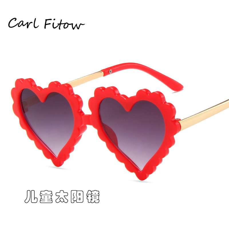 2020儿童时尚卡通太阳镜个性爱心金属墨镜 潮流波浪宝宝太阳眼镜