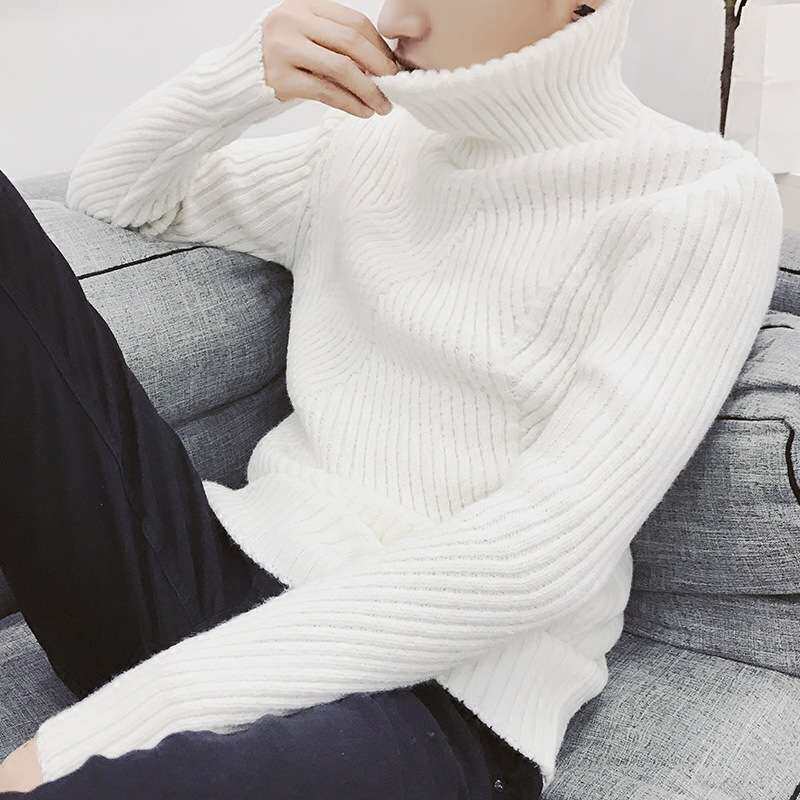 2022秋冬季韩版加厚高领保暖纯色男士毛衣帅气学生套头潮流针织衫 - 老客户好店出品