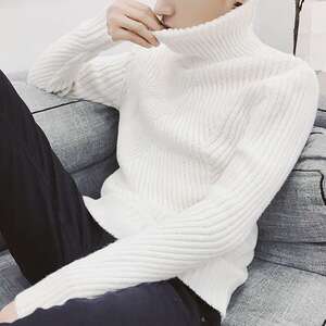 2022秋冬季韩版加厚高领保暖纯色男士毛衣帅气学生套头潮流针织衫