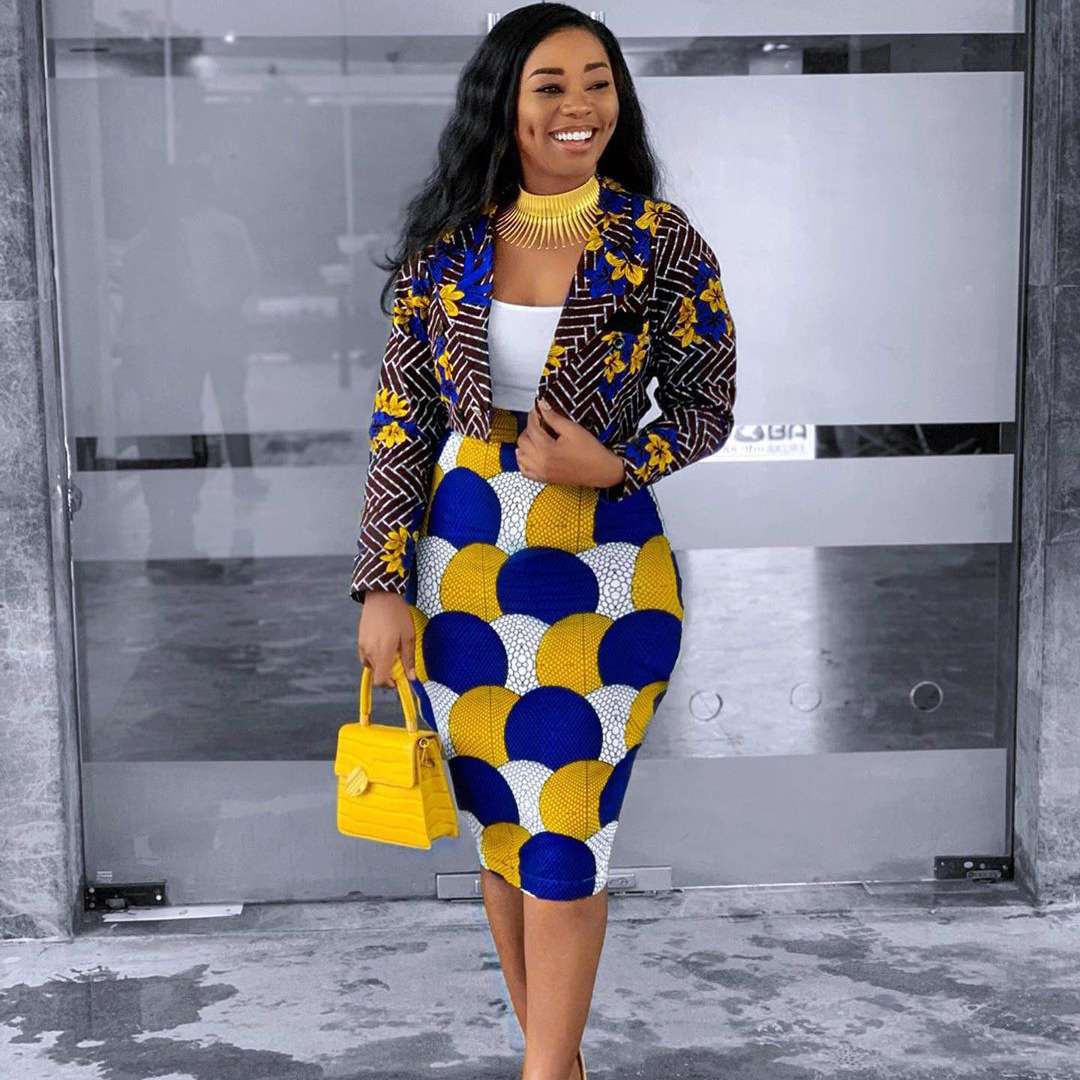 电商欧美女装时尚休闲小西装外套半身裙套装亚马逊非洲两件套