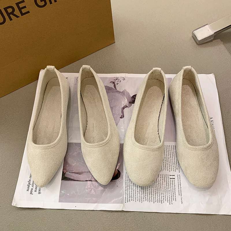 平底单鞋女2023年新款35-43大码尖头女鞋浅口方头软面百搭懒人鞋