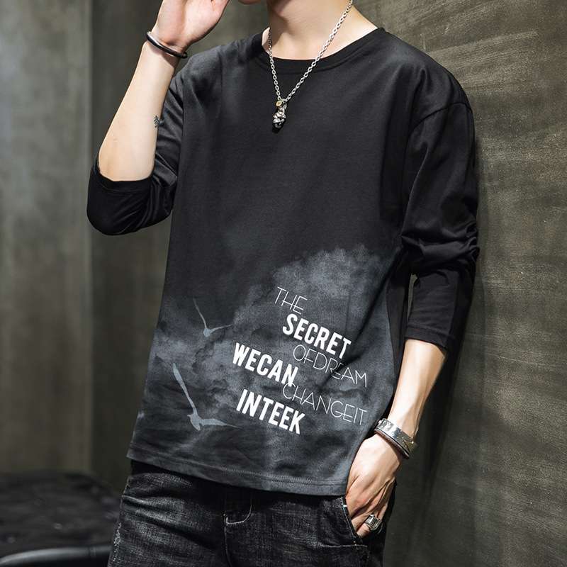 M长袖T恤男2020春秋季新款潮流圆领上衣服男士宽松休闲打底衫