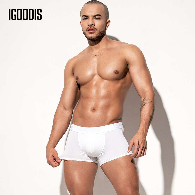 男平角内裤性感提臀线U凸囊袋四角裤高弹纯色短裤衩U