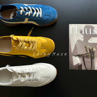 ShinyMuse缪斯定制真皮超好看暴走系带百搭简约 ins休闲鞋阿甘鞋